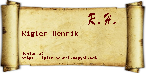Rigler Henrik névjegykártya